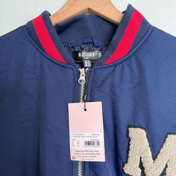 Missguided Plus Boston Varsity Bomber Jacket - Picture 4 of 5